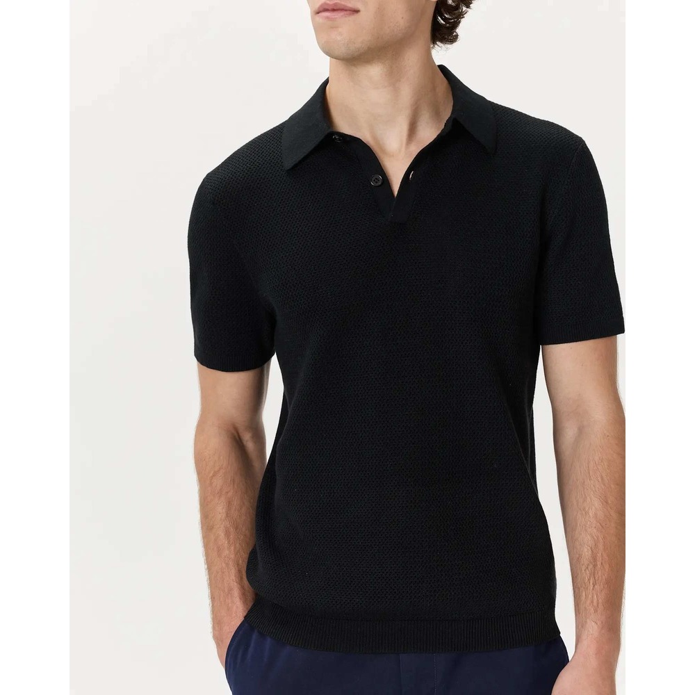 Quince Organic Cotton Mesh Stitch Sweater Polo Black XXL NWT Mens - Picture 6 of 6